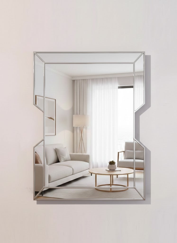 Contemporary Wall Mirror in Silver