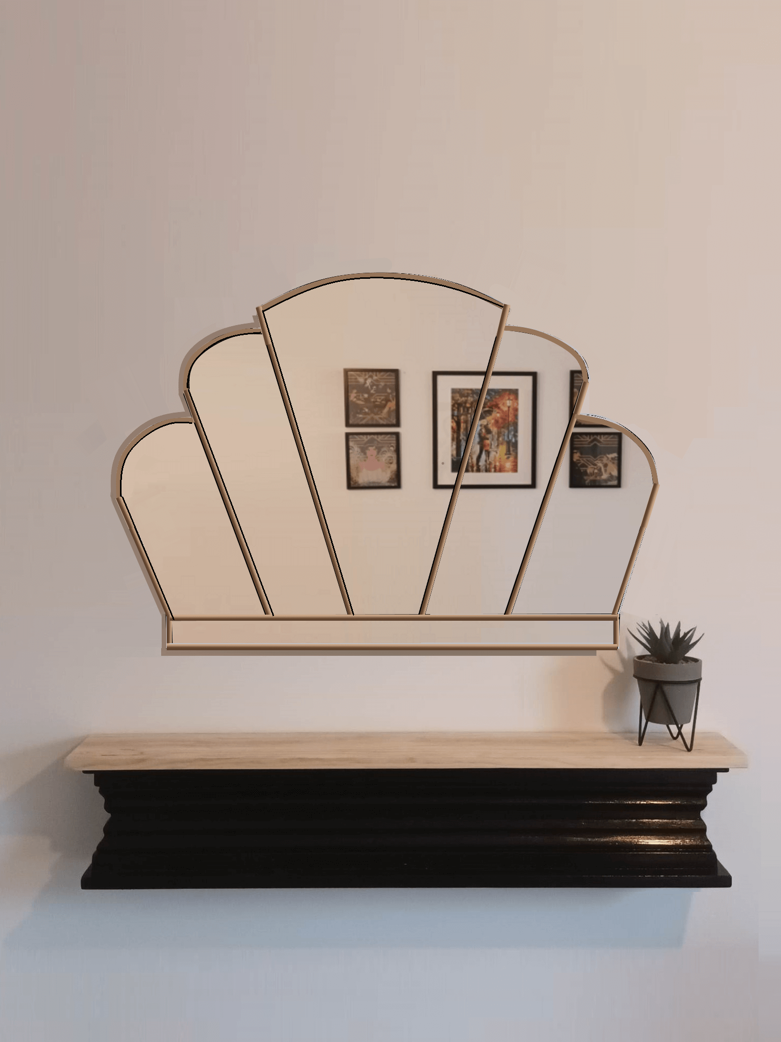 Art Deco Wall Mirror in Gold