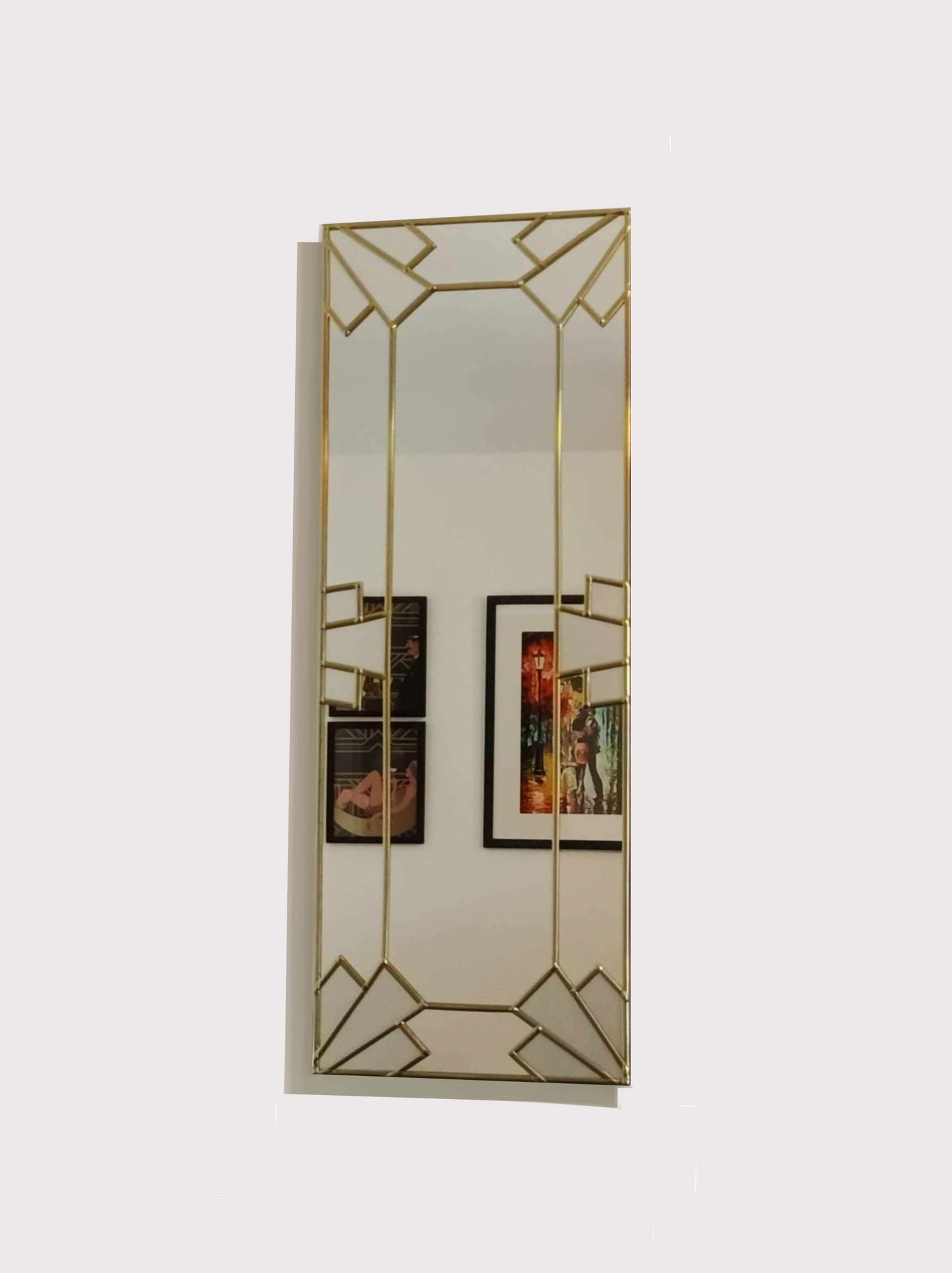 Brass Stain glass art deco mirror