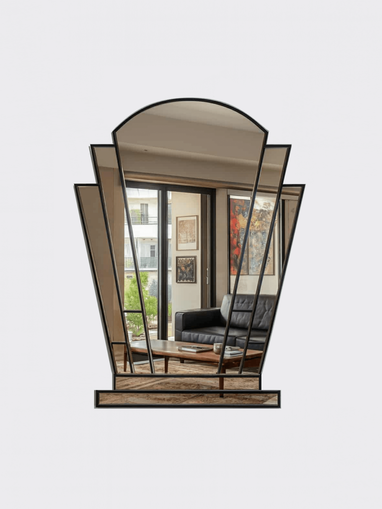 Desire Art Deco Wall Mirror in Black
