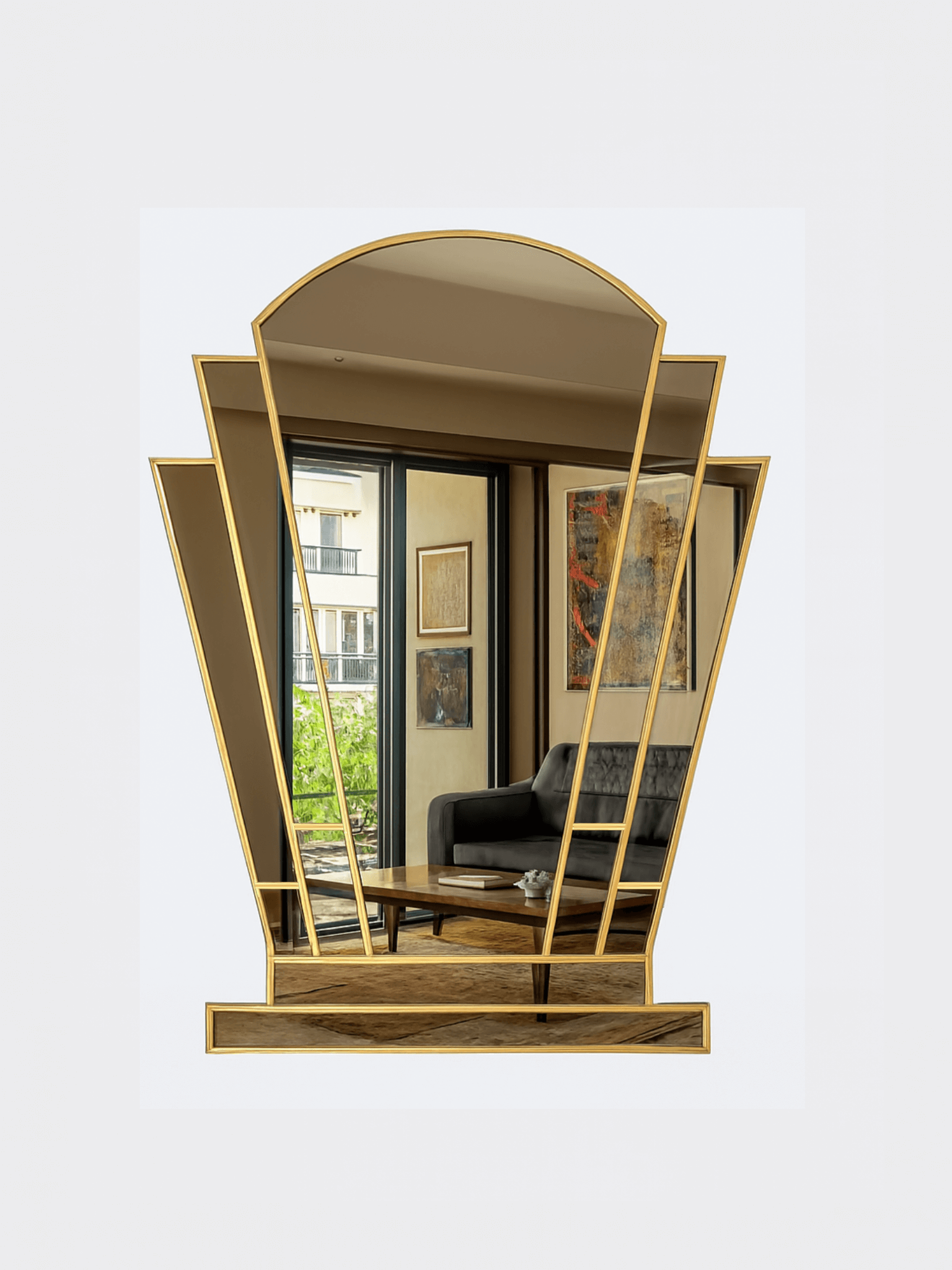Desire Art Deco Wall Mirror in Brass