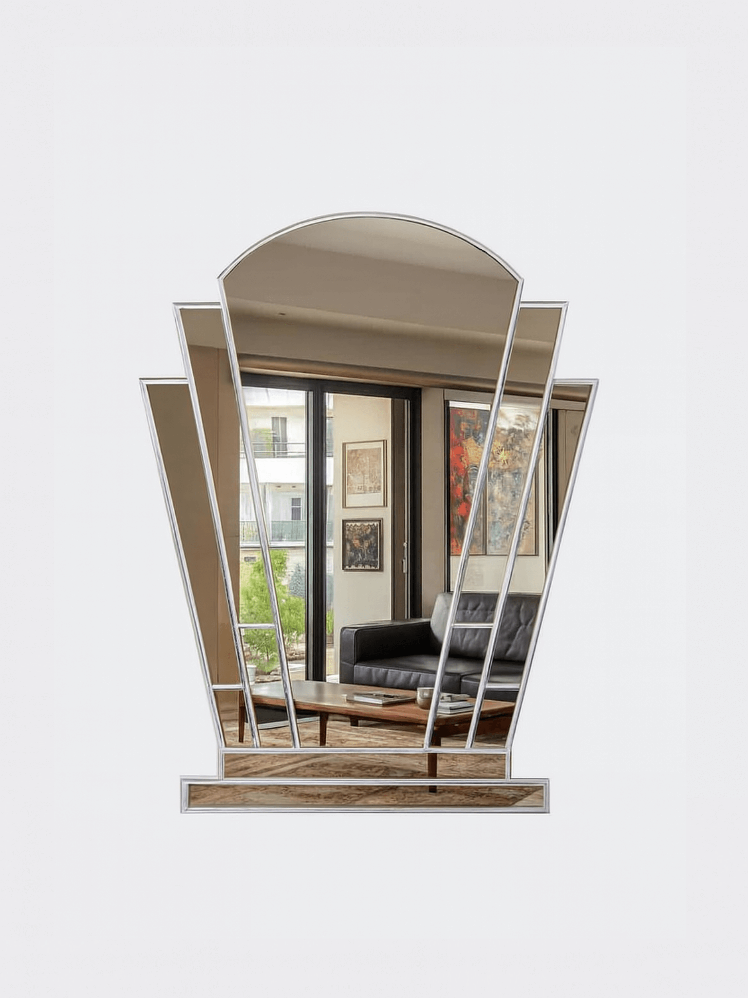 Desire Art Deco Wall Mirror in Silver