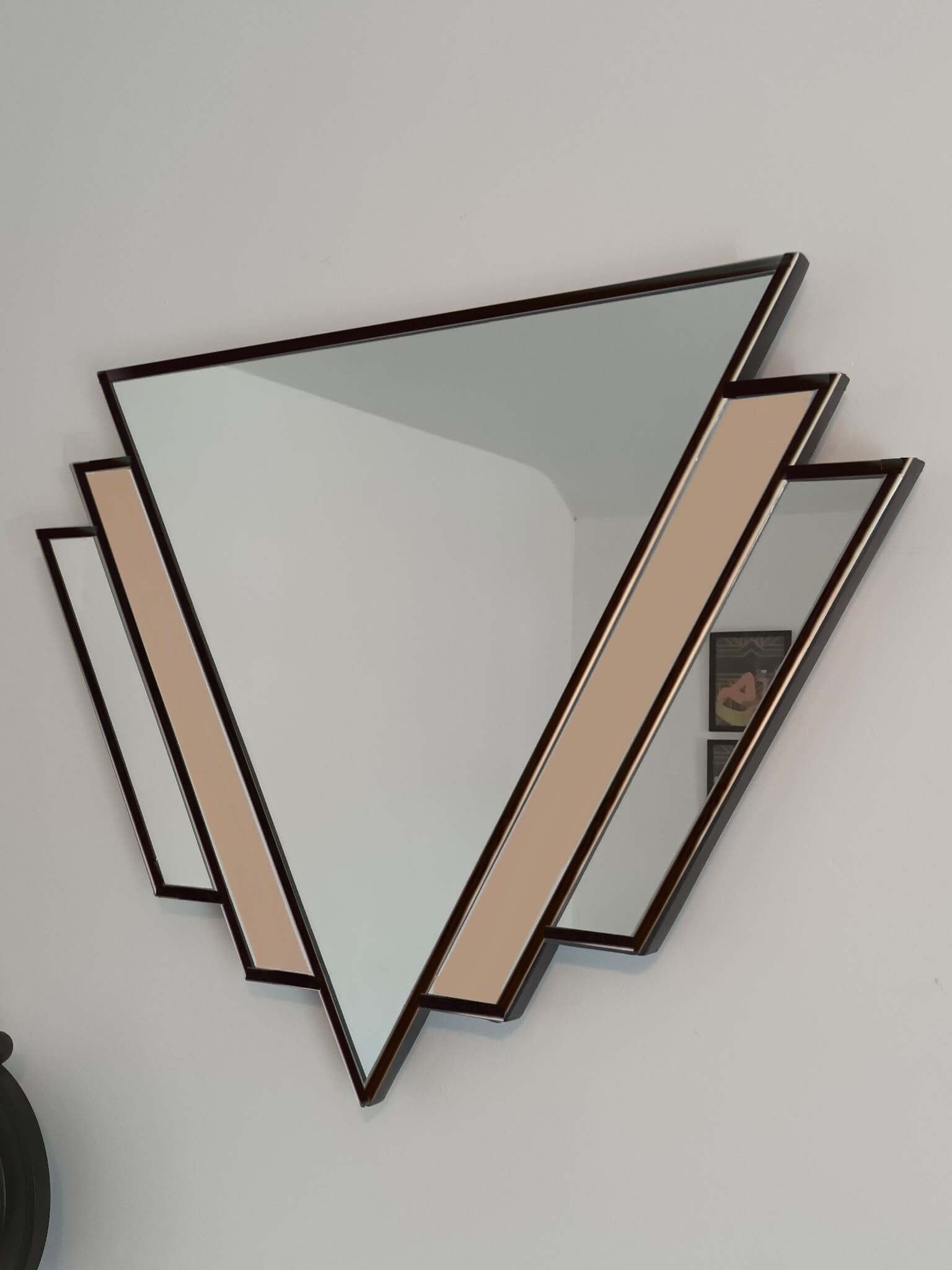 Double W art deco wall mirror with bronze tinted glass