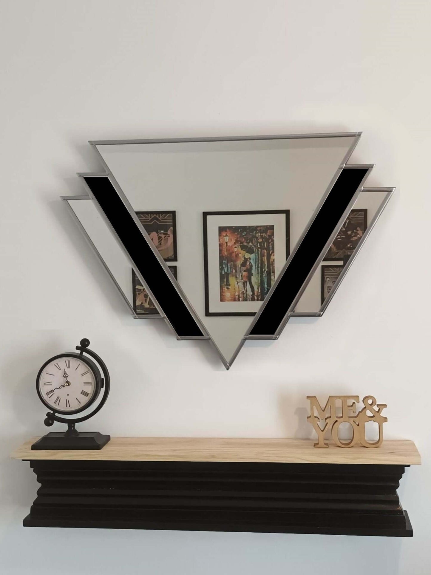 Silver and Black Handcrafted Art Deco Wall Mirror Exclusive to JPC Mirrors 