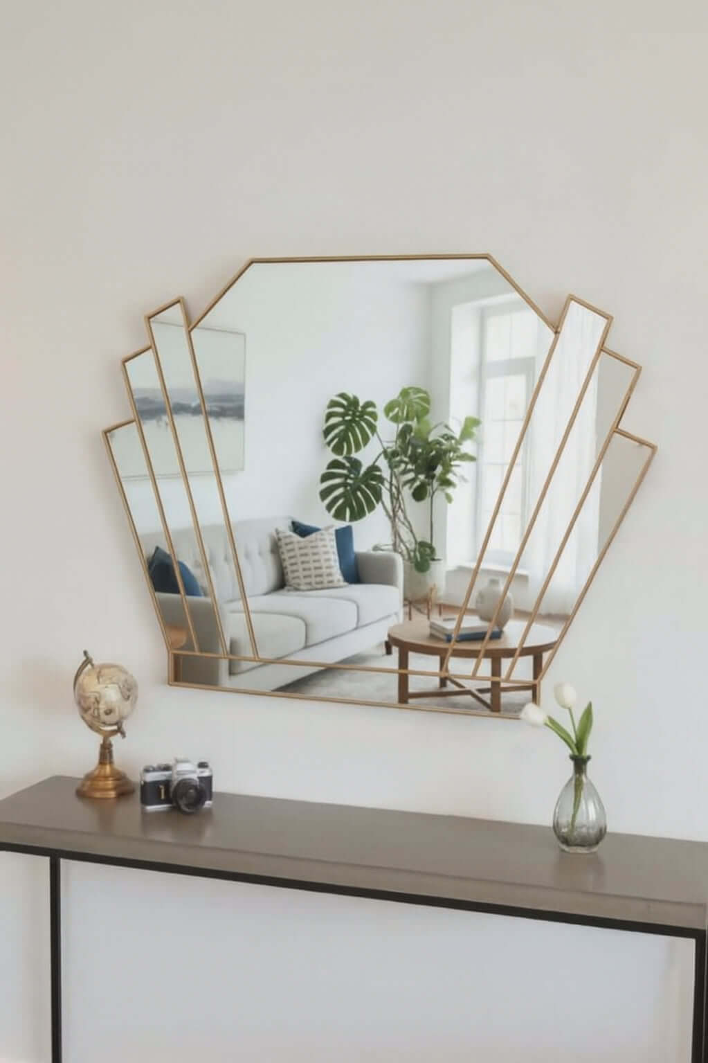 Art Deco Wall Mirror in Gold