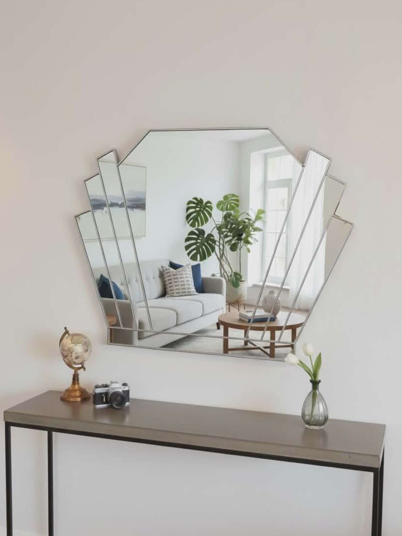 Art Deco Wall Mirror in Silver