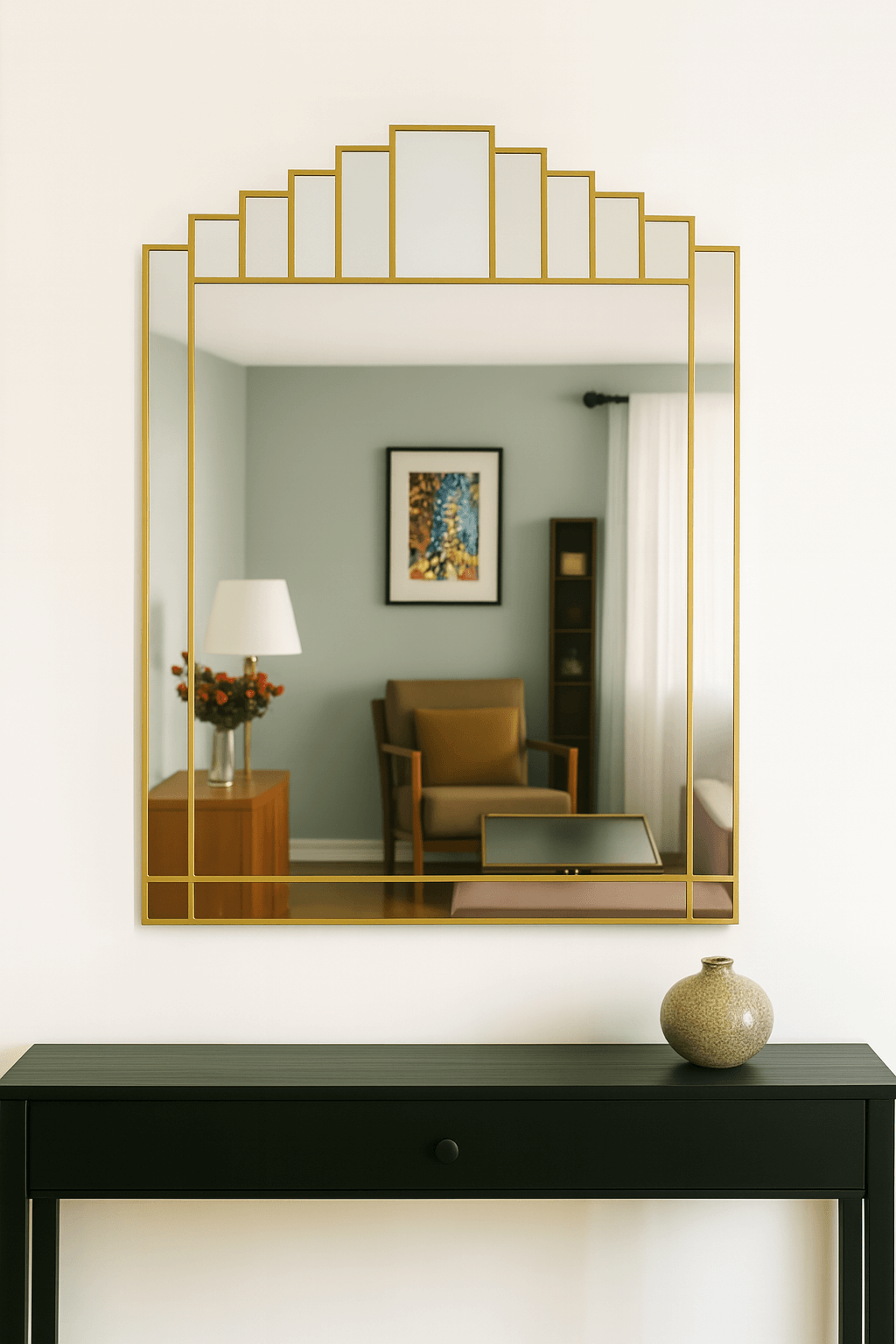 Brass Art Deco Mirror Made In The UK