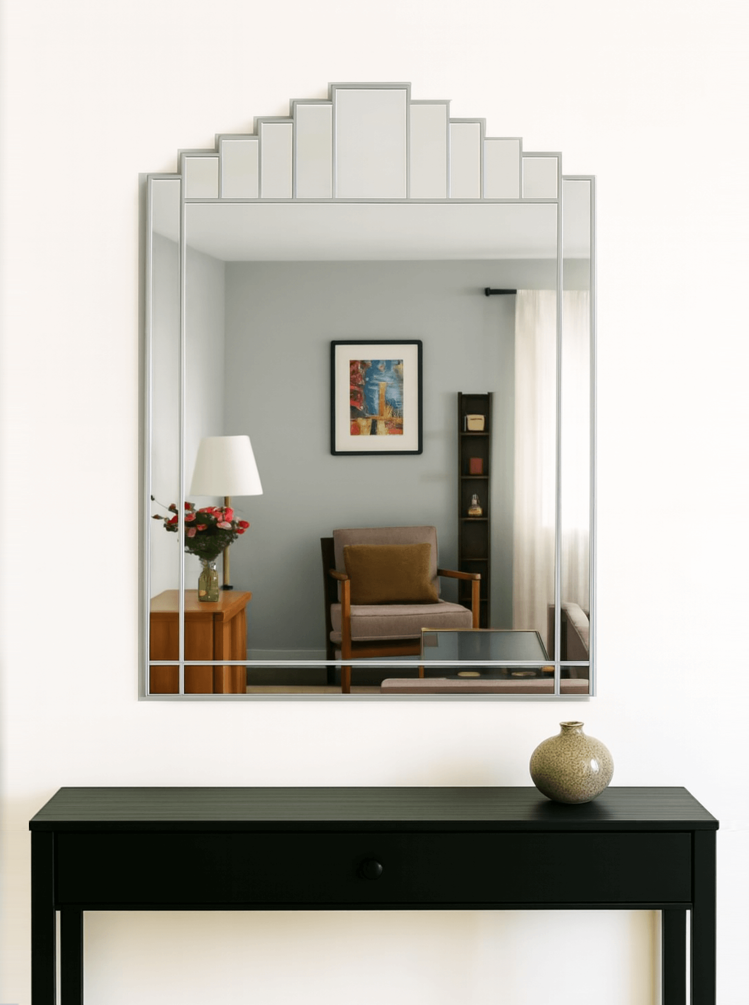 Silver Art Deco Mirror Made In The UK