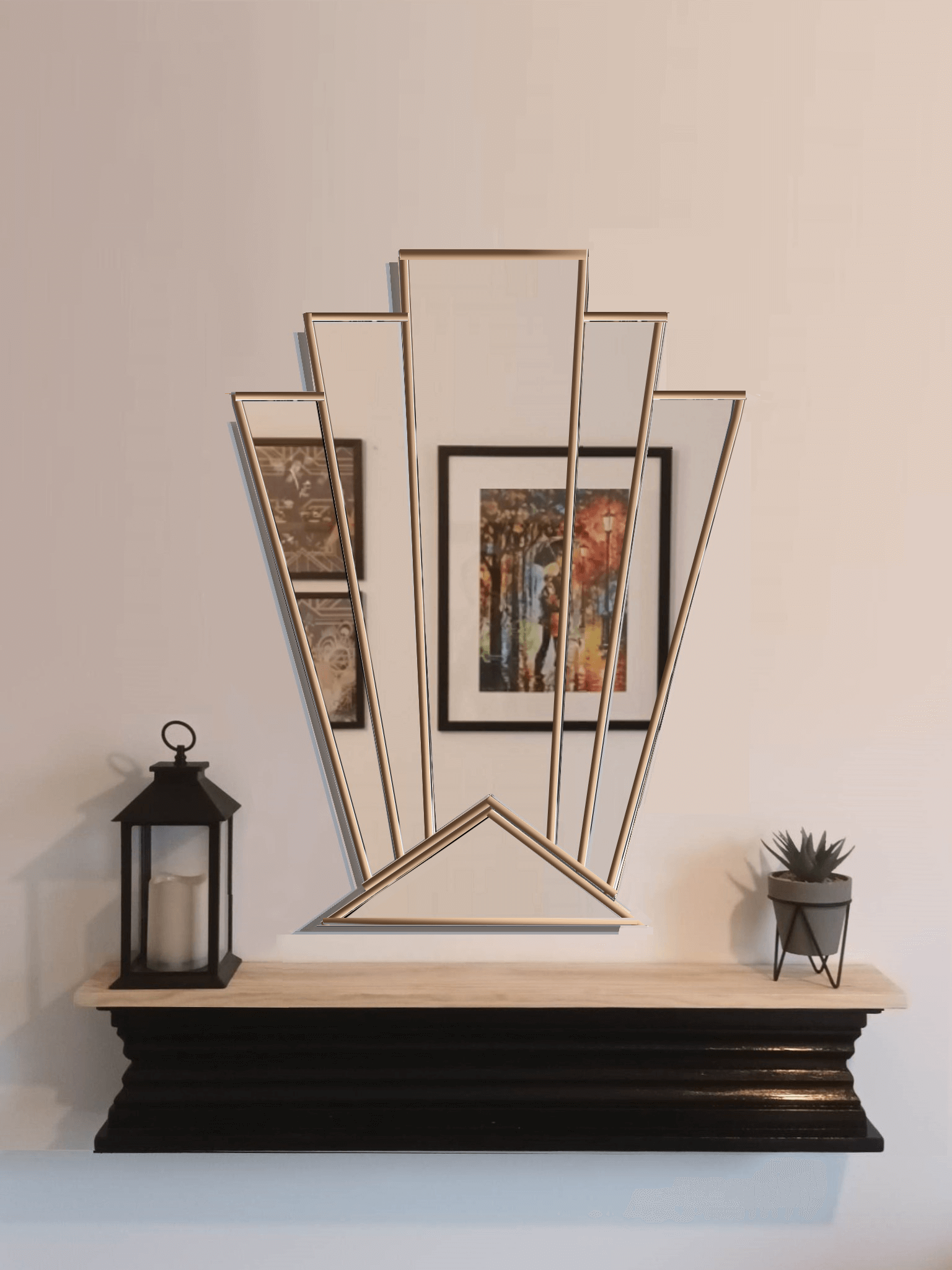 Gold Art Deco Wall Mirror 