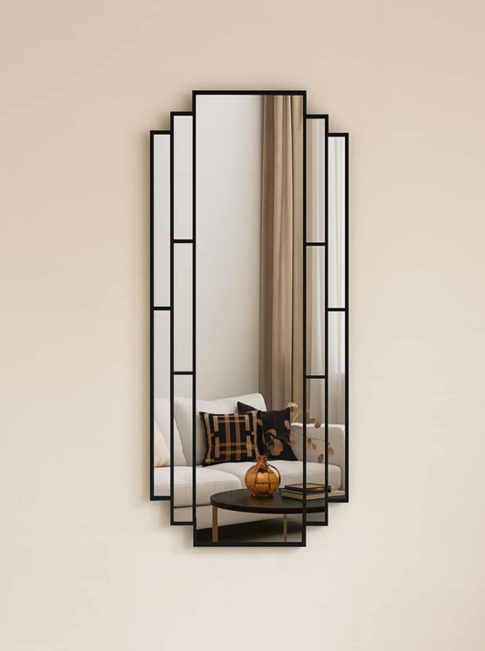 Executive Full Length Art Deco Mirror in Black