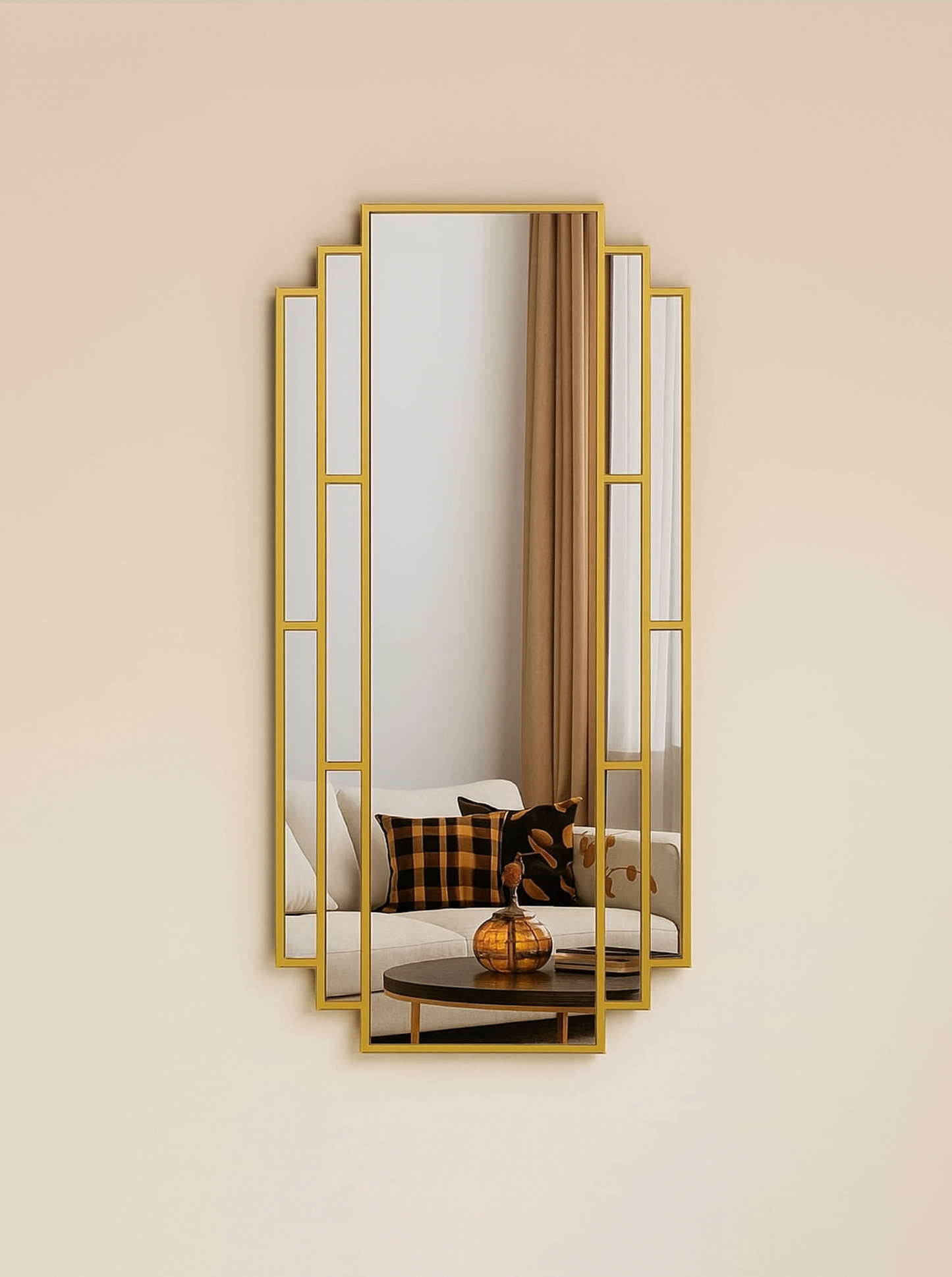 Executive Full Length Art Deco Mirror in Brass