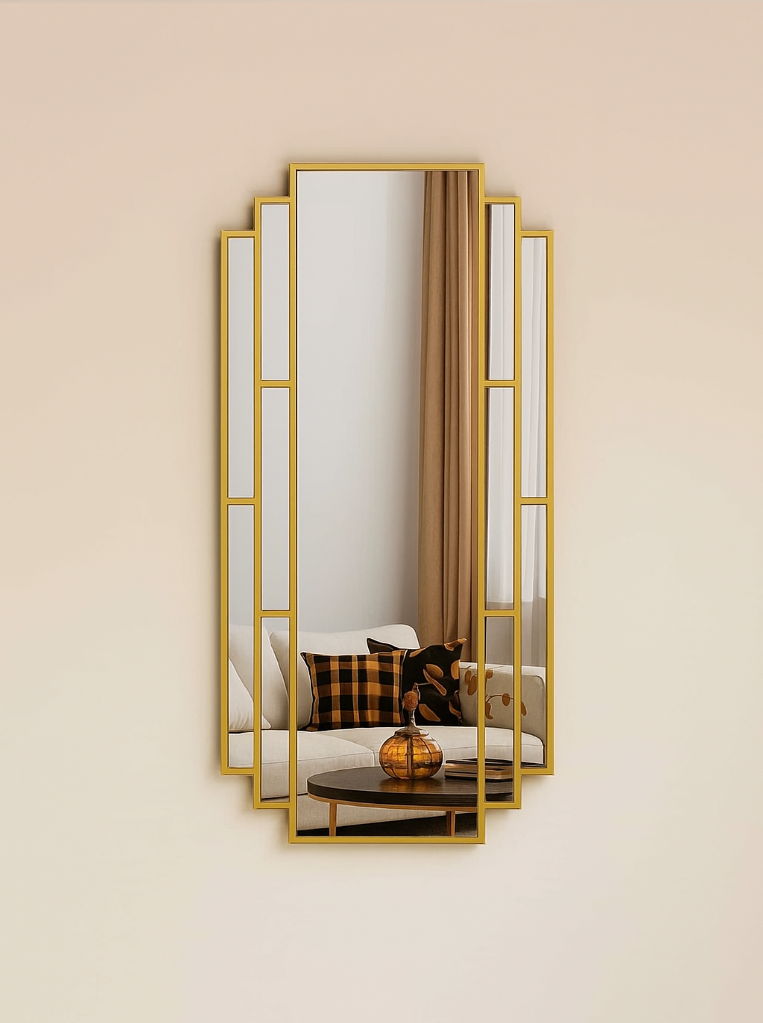 Executive Full Length Art Deco Mirror in Brass