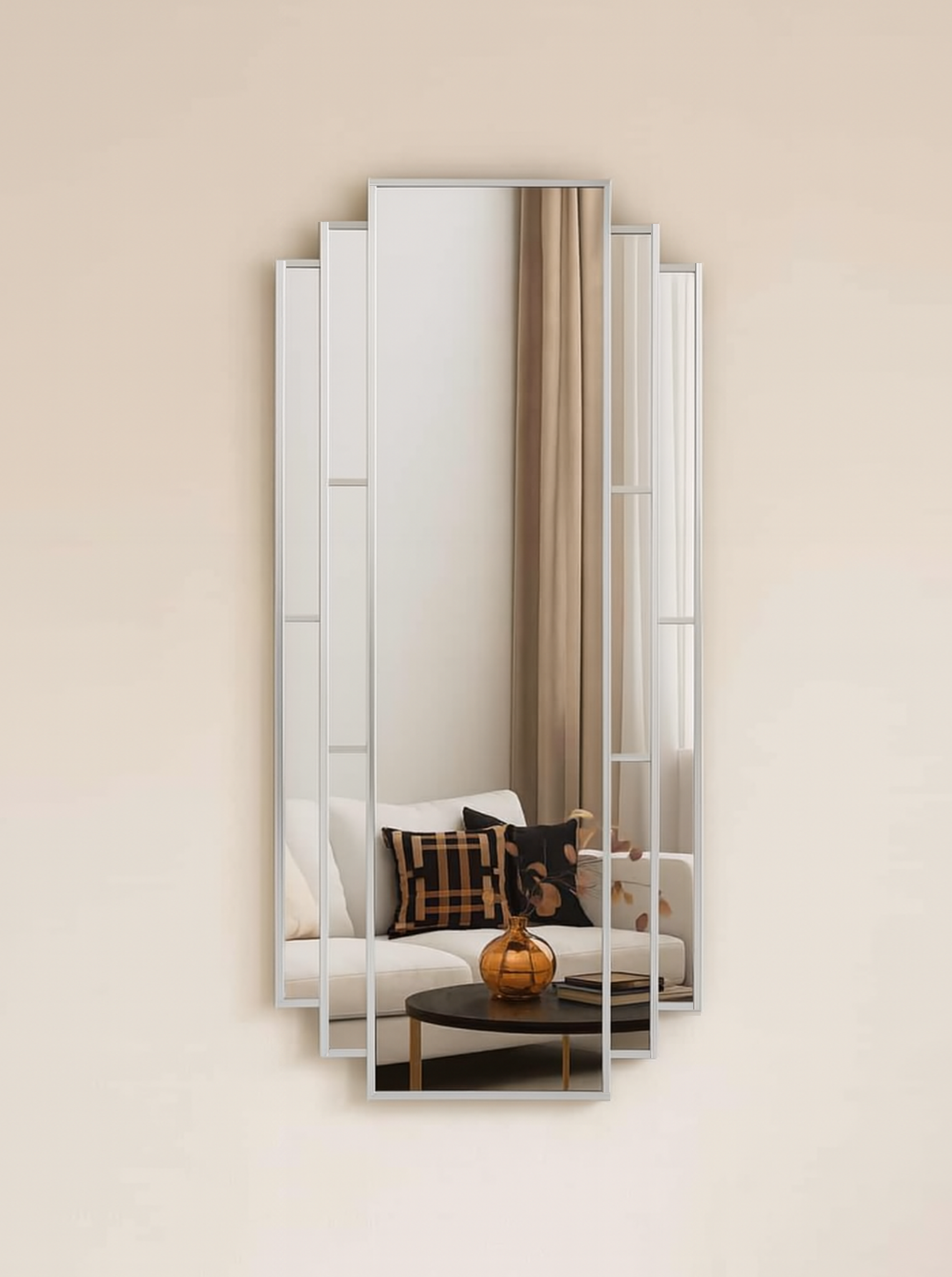 Executive Full Length Art Deco Mirror in Silver