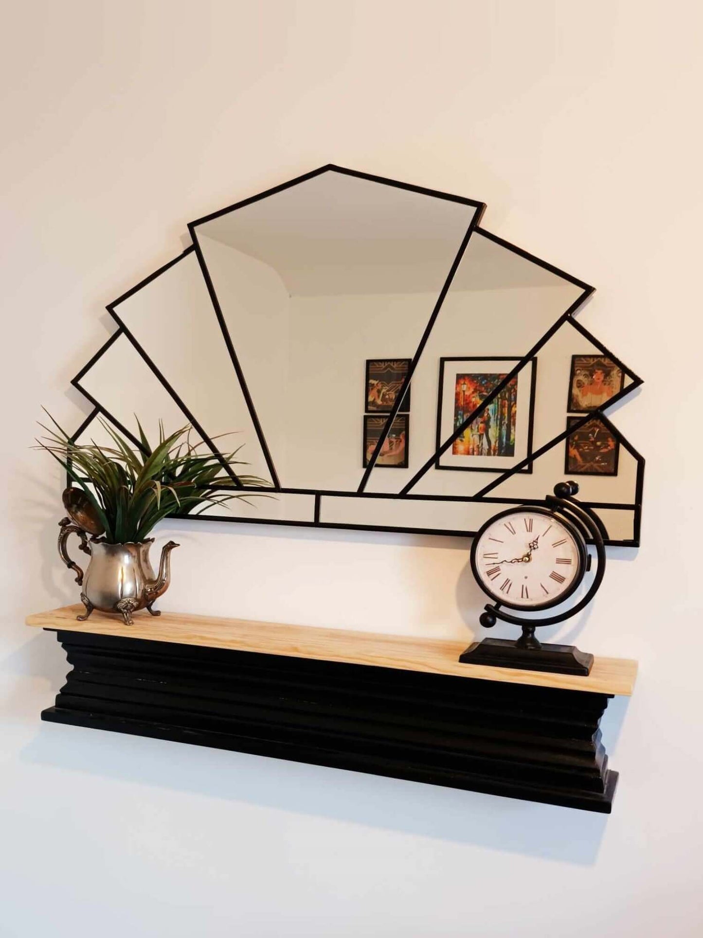 Extra Large Black Art Deco Overmantle Wall Mirror - The Dome Exclusive Mirror At JPC Mirrors