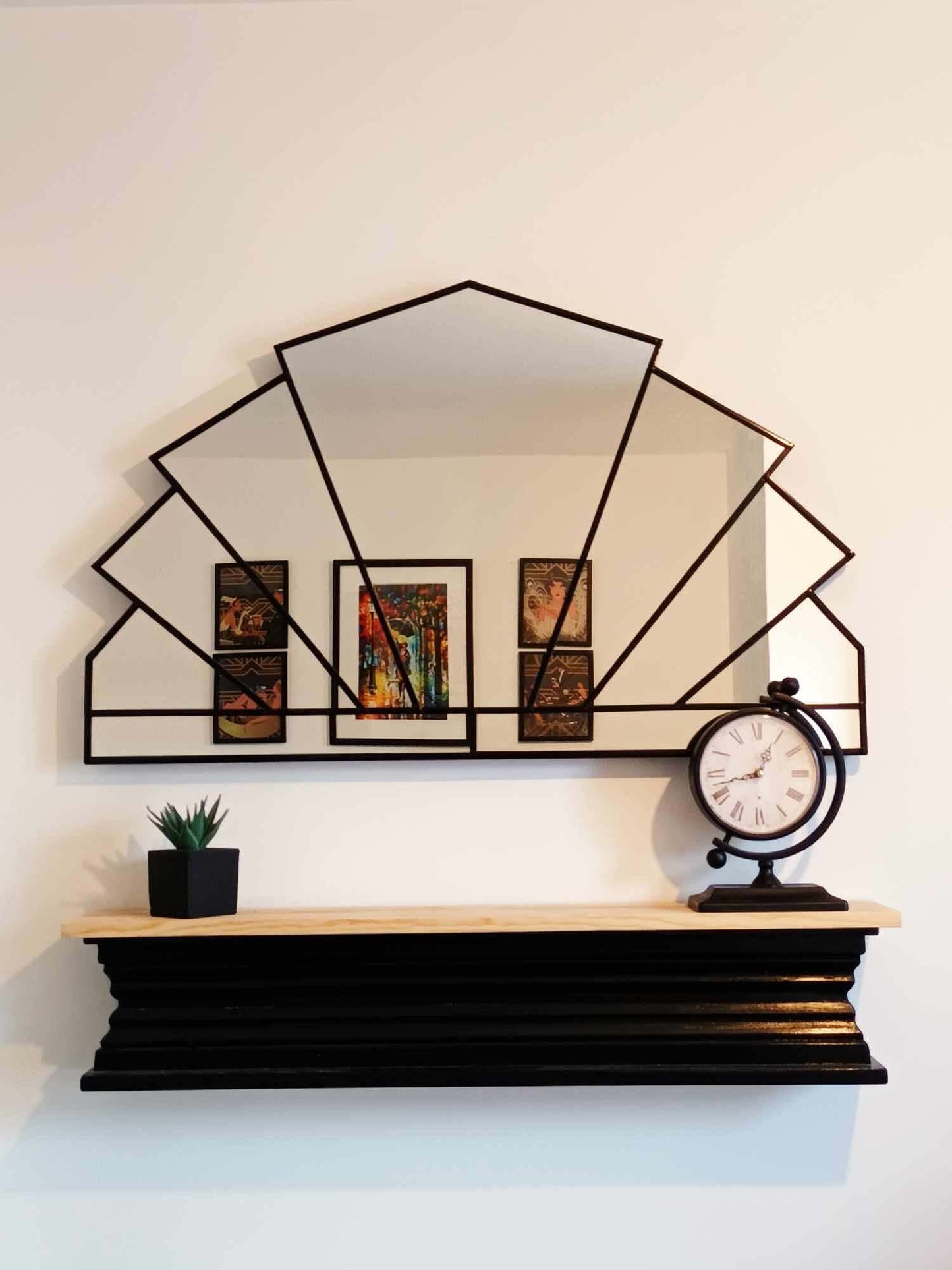 Extra Large Black Art Deco Overmantle Wall Mirror - The Dome Exclusive Mirror to JPC Mirrors