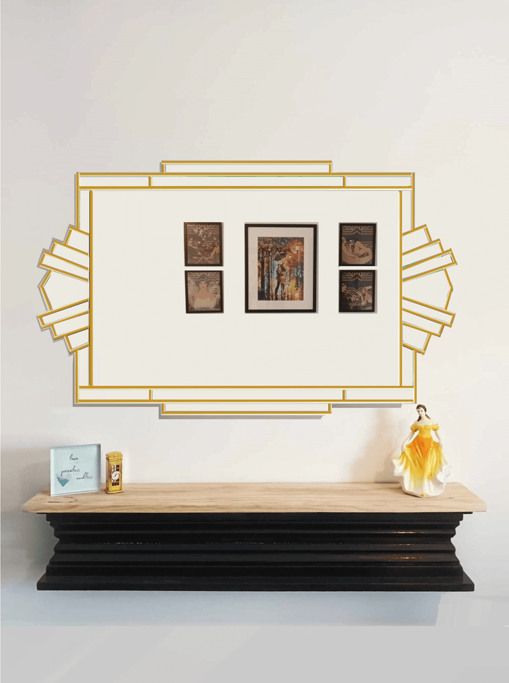 Fantasy Art Deco Mirror Finished in Brass
