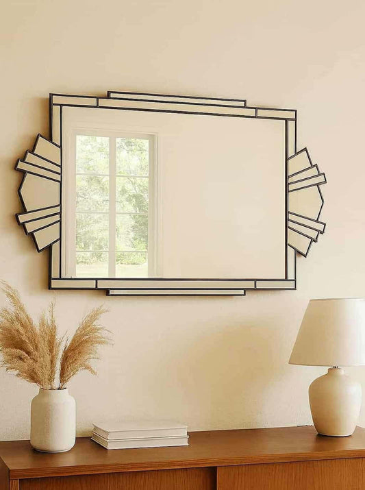 Fantasy Overmantle Art Deco Wall Mirror in Antique