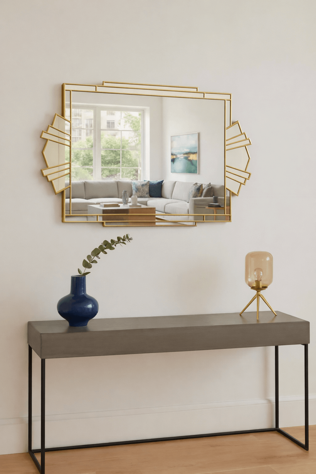 Fantasy Art Deco Mirror in Brass
