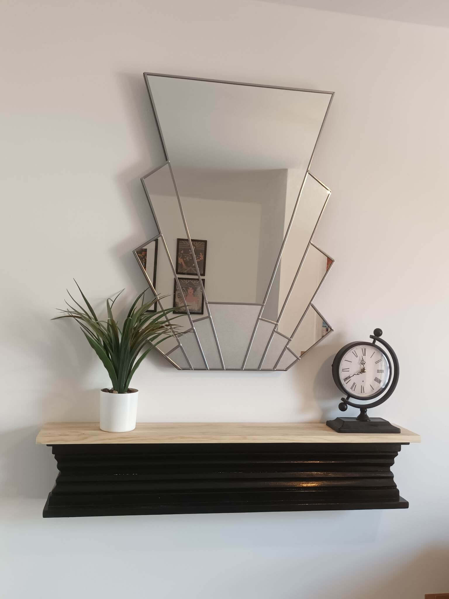 Large Art Deco Style Wall Mirror Over Mantle