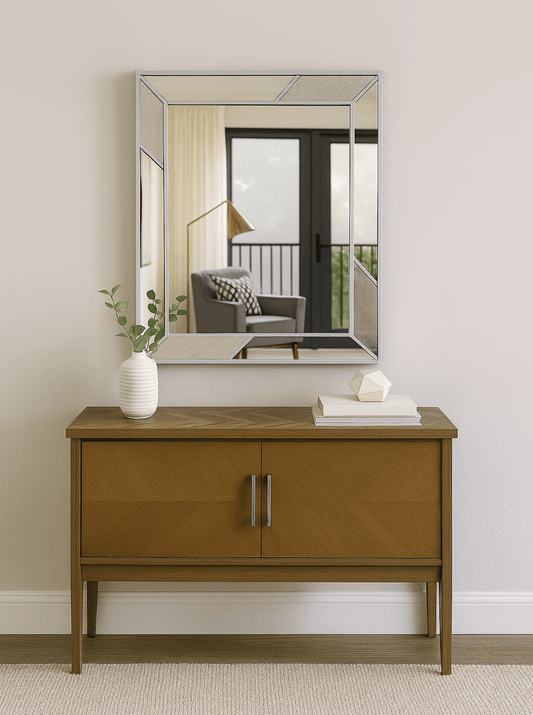 Luxury Art Deco Wall Mirror in Silver