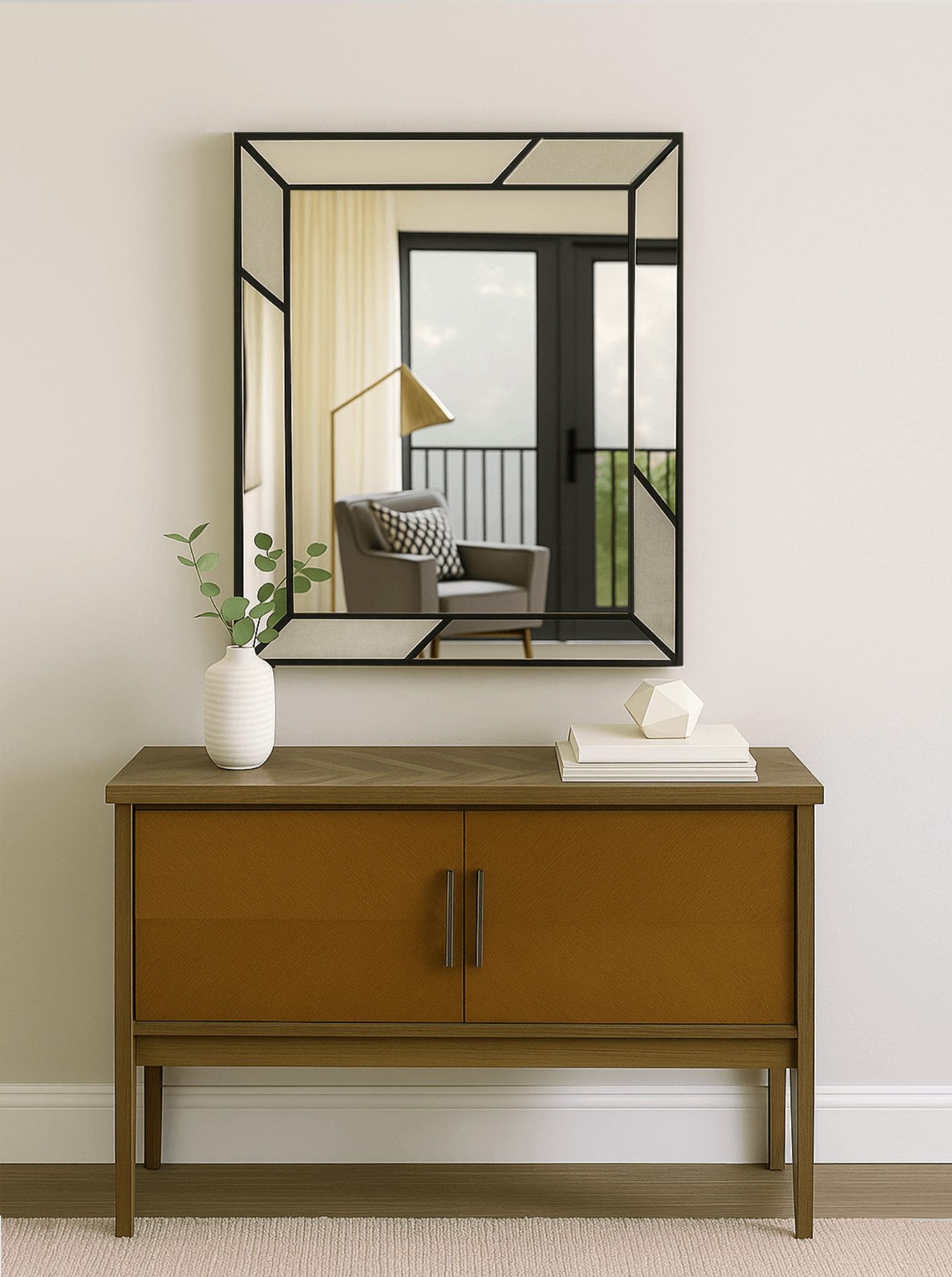 Luxury Art Deco Wall Mirror in Black
