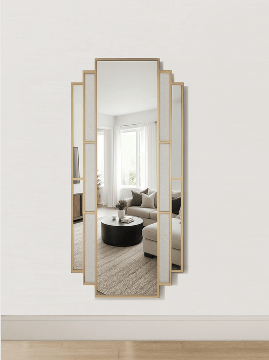 Art Deco Full Length Wall Mirror in Gold