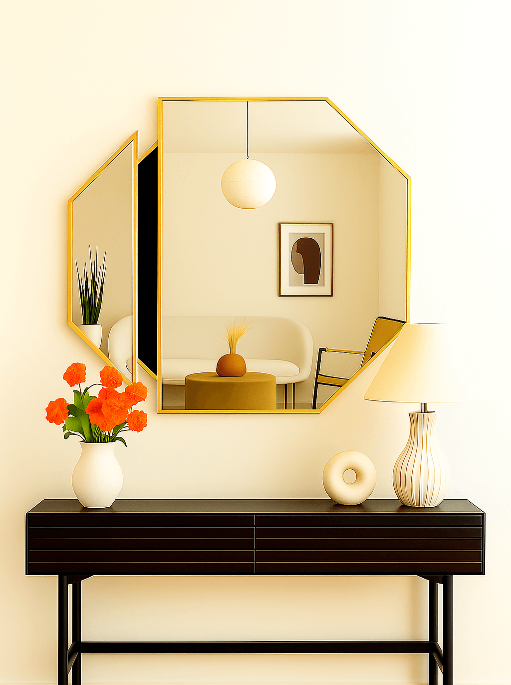 Brass Octagon Wall Mirror
