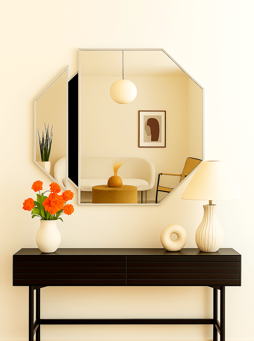 Silver Round Wall Mirror