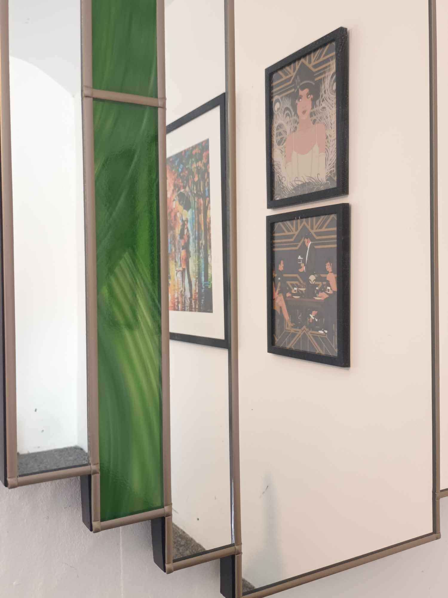 Green and Gold Art Deco Wall Mirror