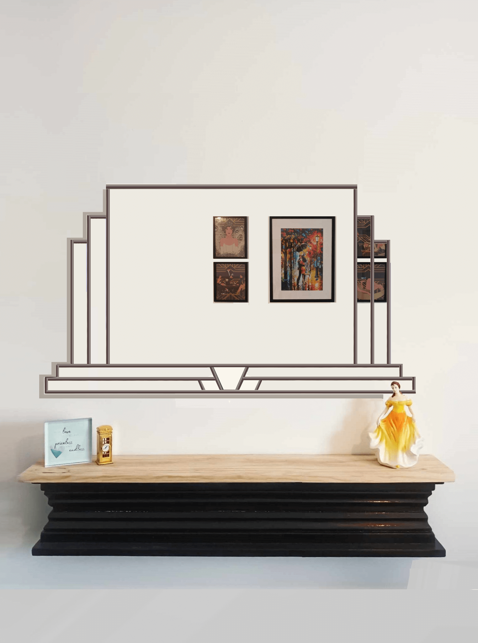 Large Over mantle Art Deco Wall Mirror Exclusive JPC Mirrors