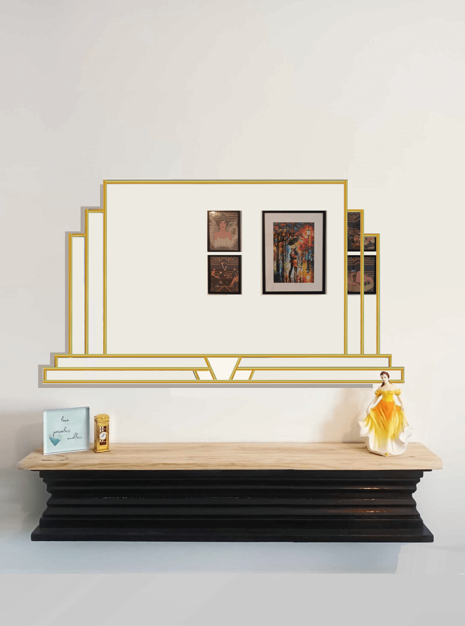 Large Over mantle Art Deco Wall Mirror Exclusive JPC Mirrors