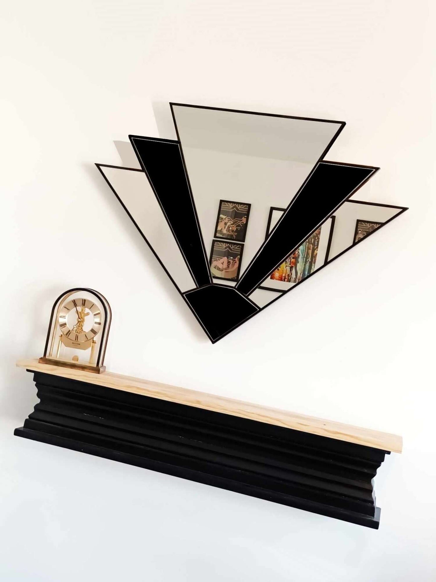 Jindrax Art Deco Fan Wall Mirror With Black Gloss