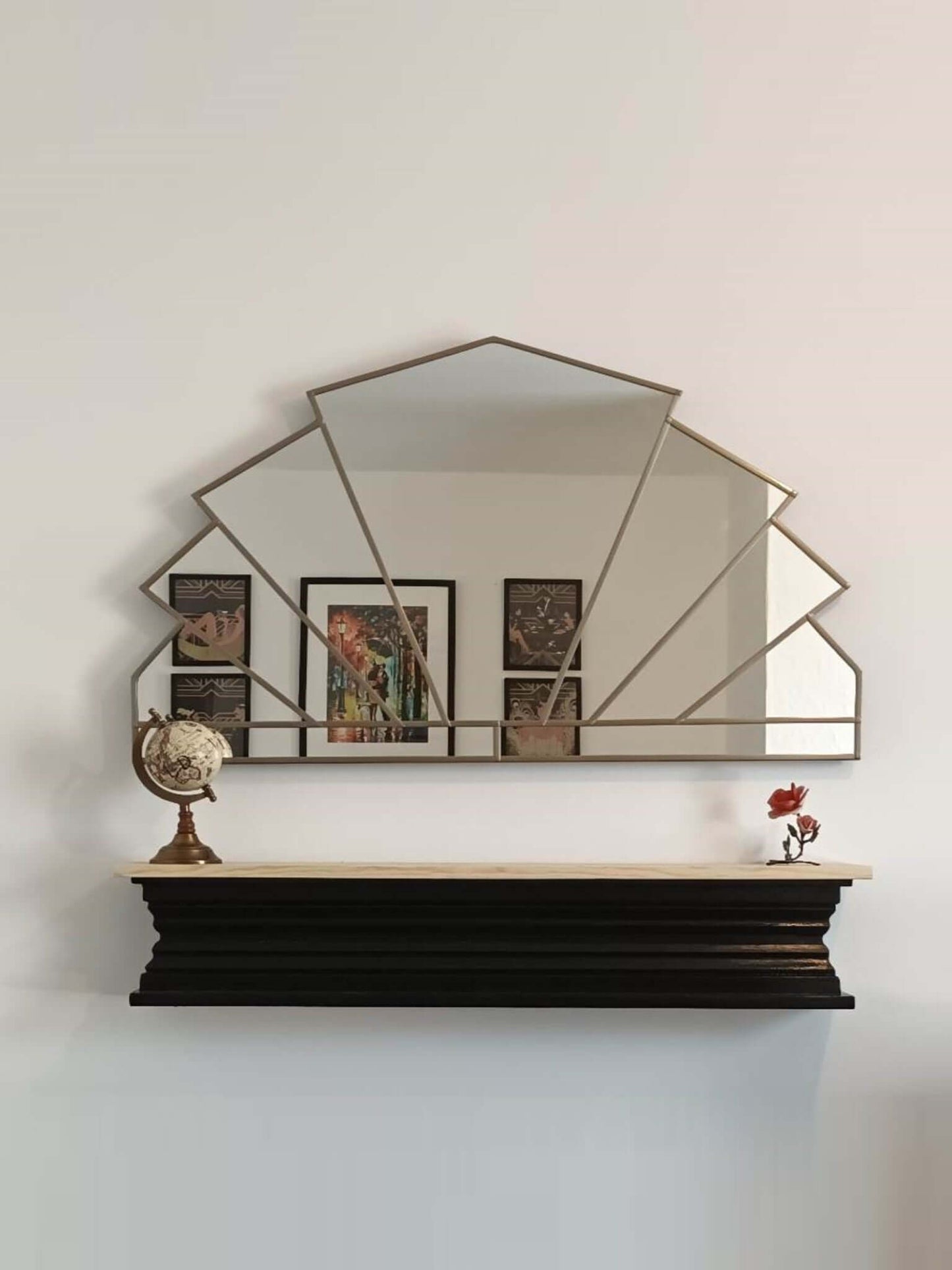 Large Over Mantle Gold Art Deco Mirror