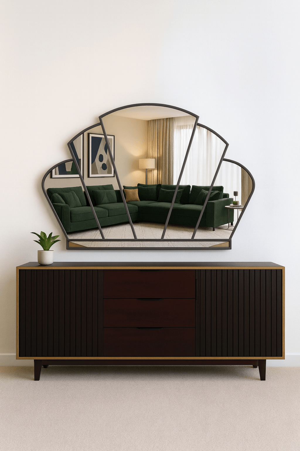 Mayflower Art Deco Wall Mirror in Black