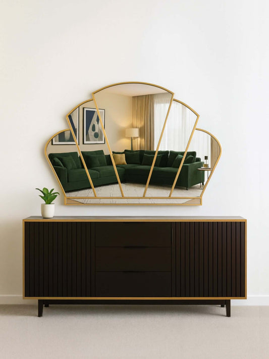 Mayflower Art Deco Wall Mirror in Brass