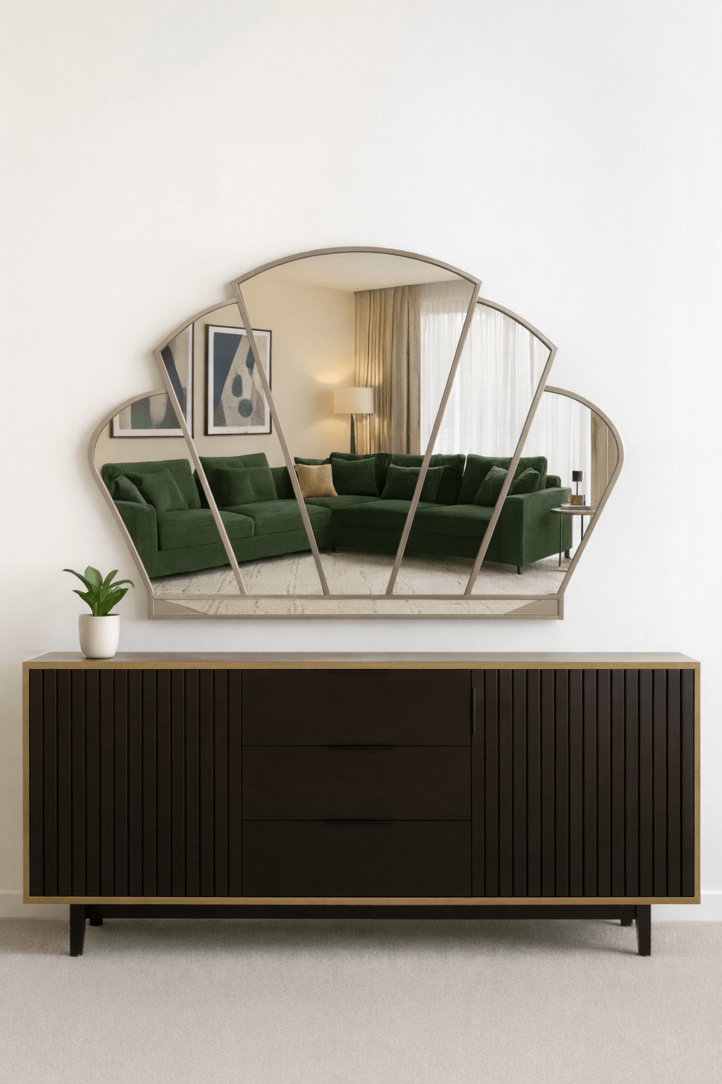 Mayflower Art Deco Wall Mirror in Gold