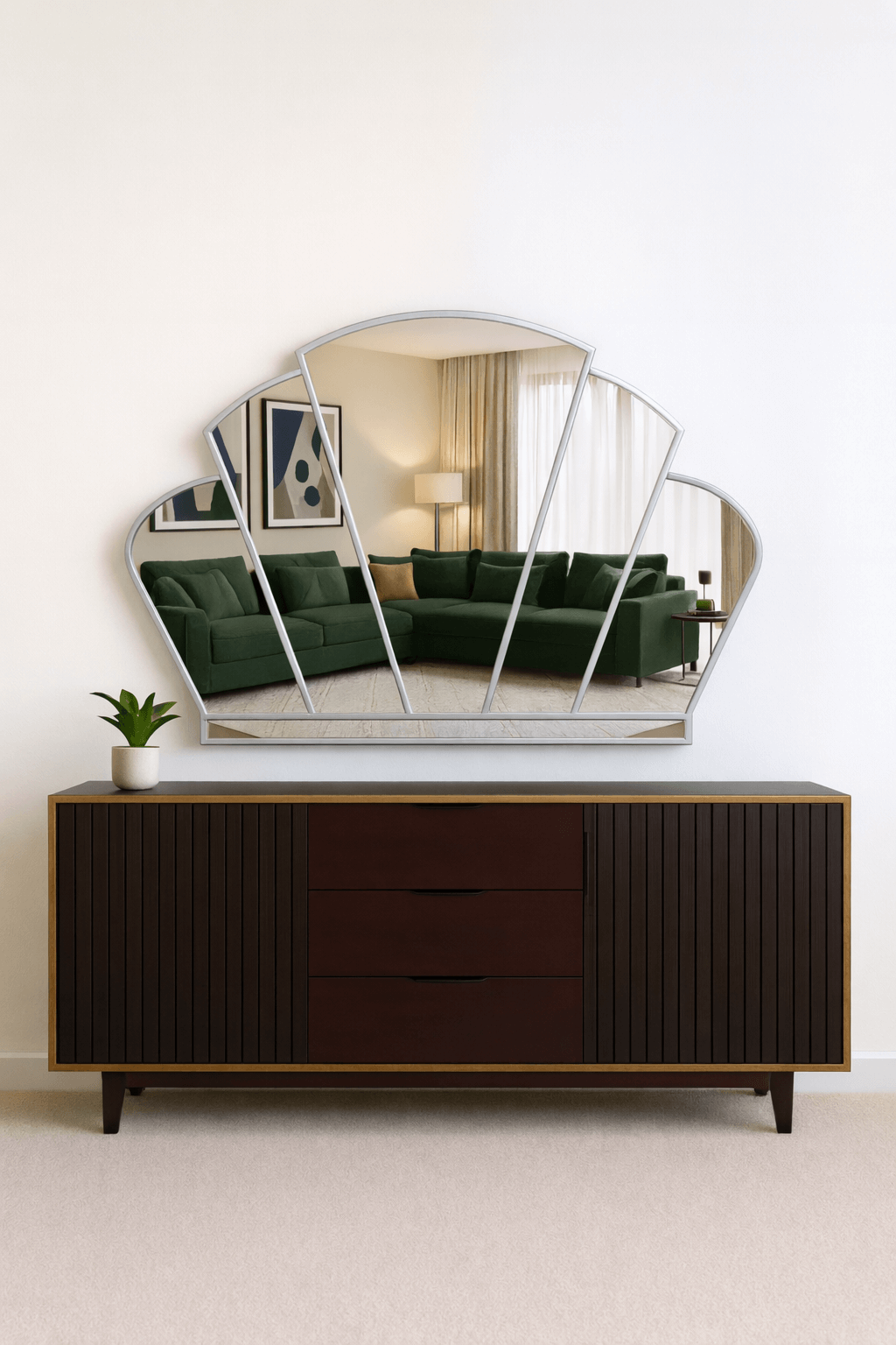 Mayflower Art Deco Wall Mirror in Silver