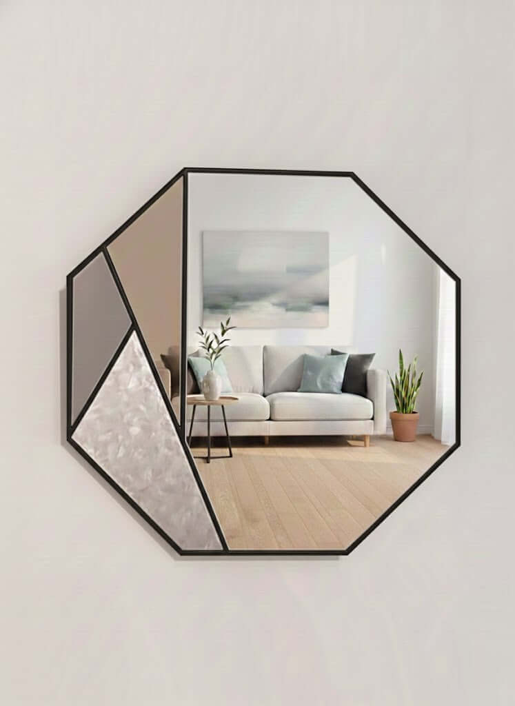 Octagon Wall Mirror in Black