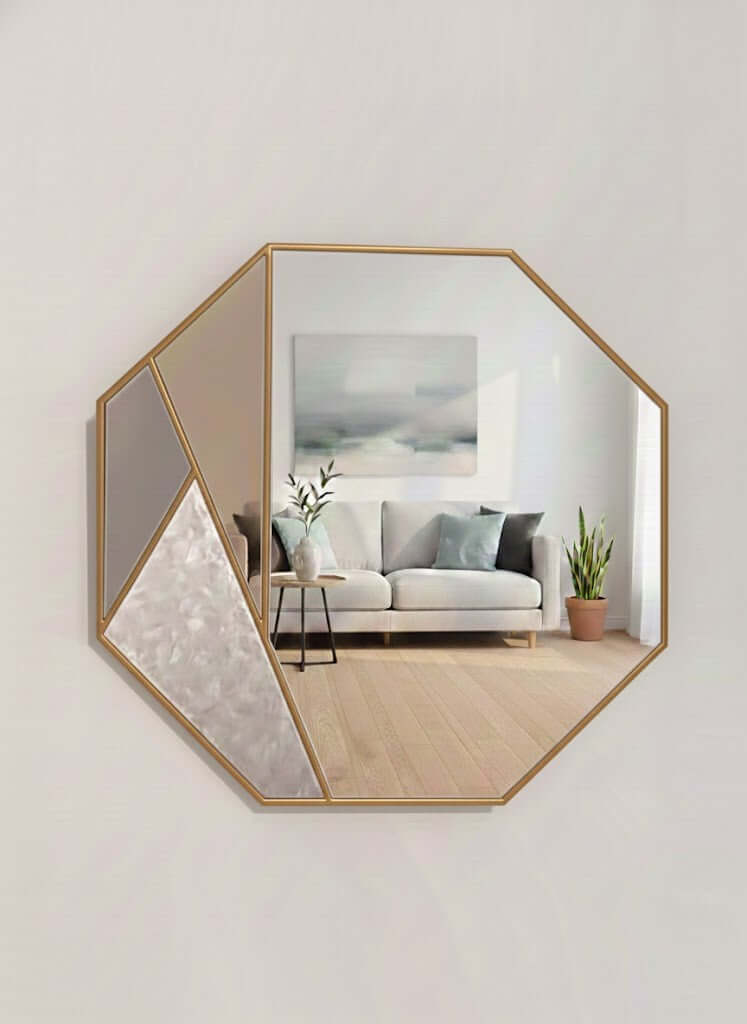 Octagon Wall Mirror in Brass