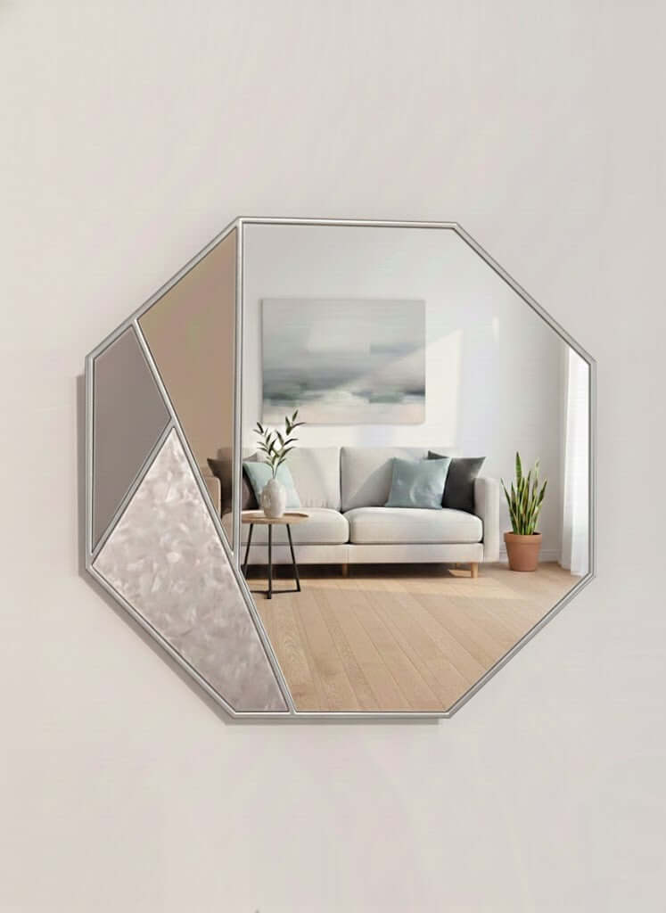 Octagon Wall Mirror in Silver