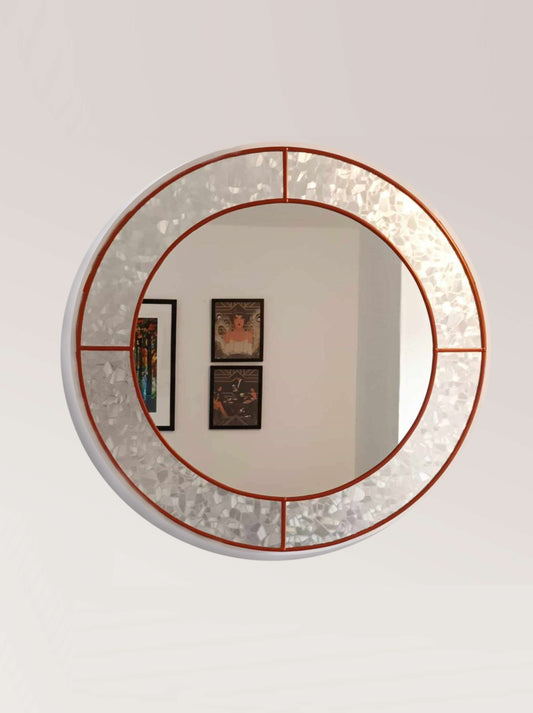 Stain Glass Style Art Deco Round Wall Mirror