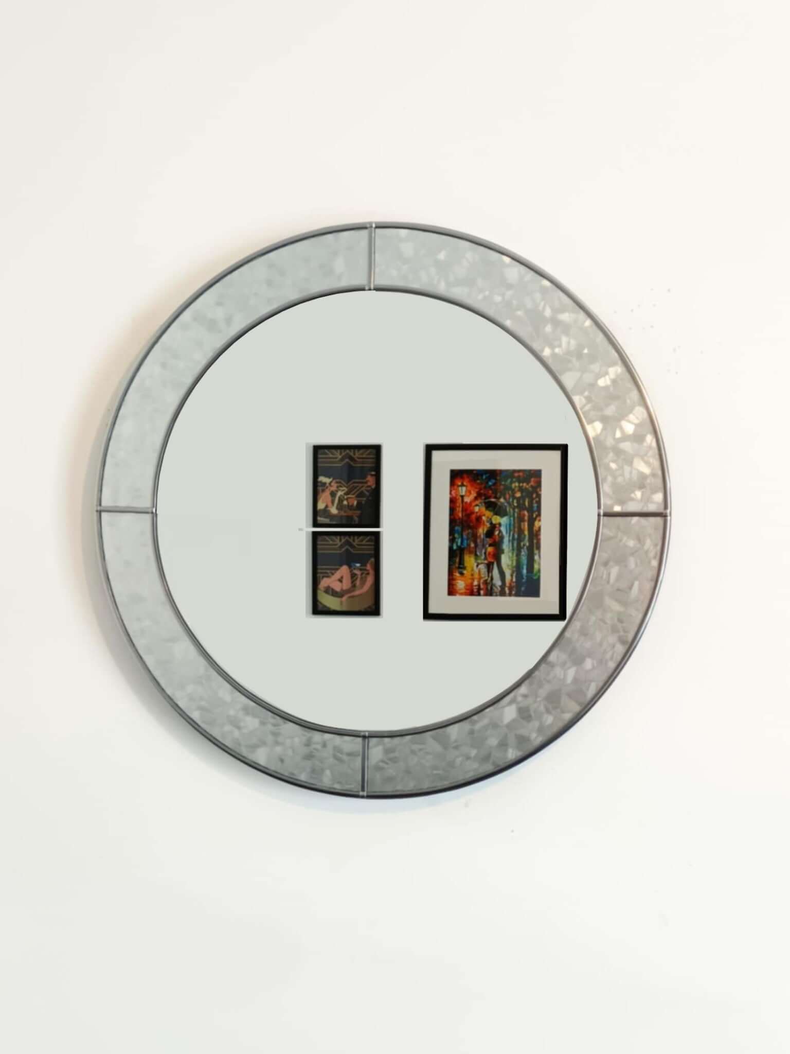 Neptune Round Stain Glass Decorative Wall Mirror
