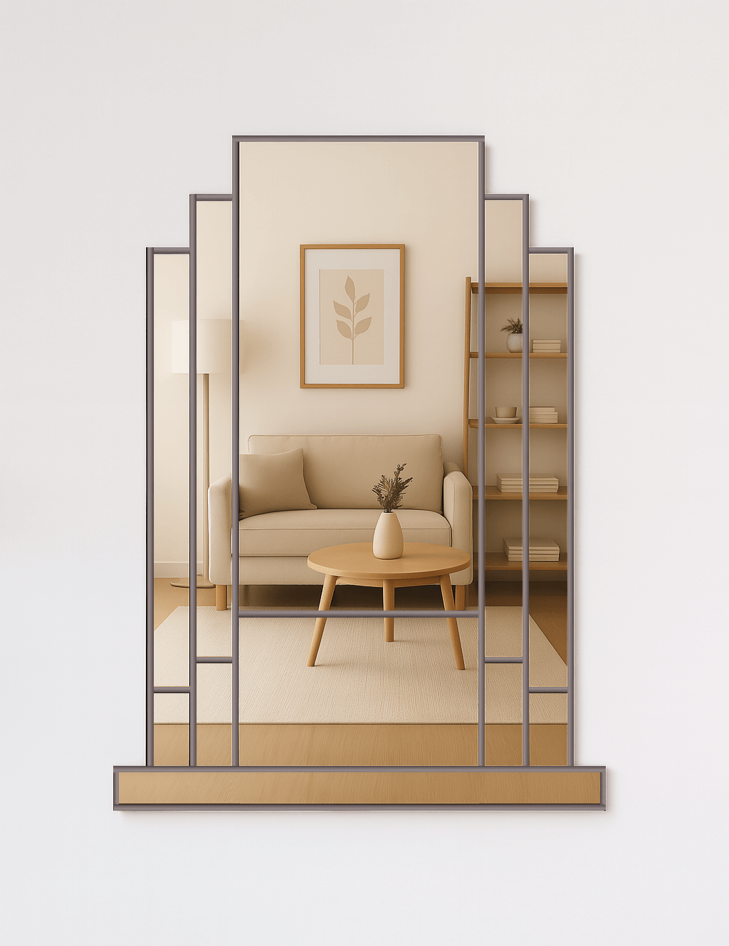 Omega Art Deco Wall Mirror in Antique