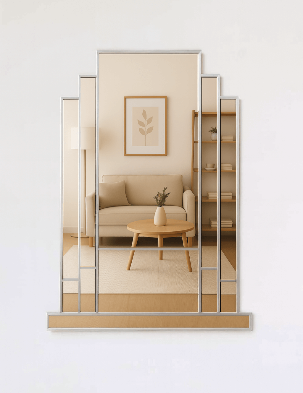 Omega Art Deco Wall Mirror in Silver