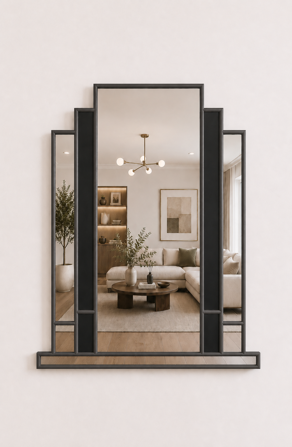 Omega Art Deco Wall Mirror in Black