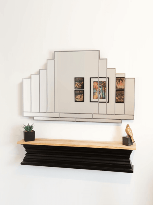 Palace Extra Large Overmantle Art Deco Wall Mirror in Silver