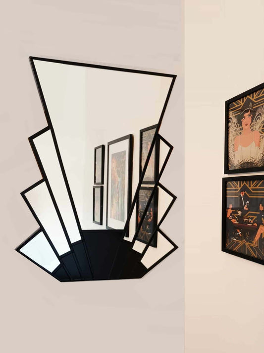 Reflection Art Deco Mirror in Black Gloss Exclusive JPC Mirrors