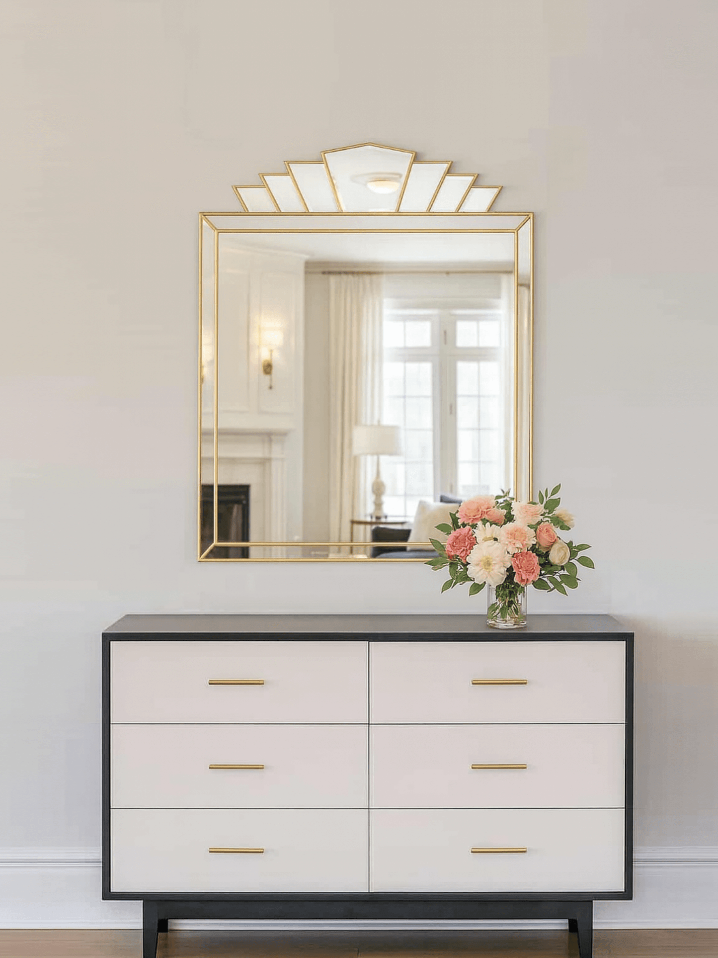Brass Art Deco Wall Mirror
