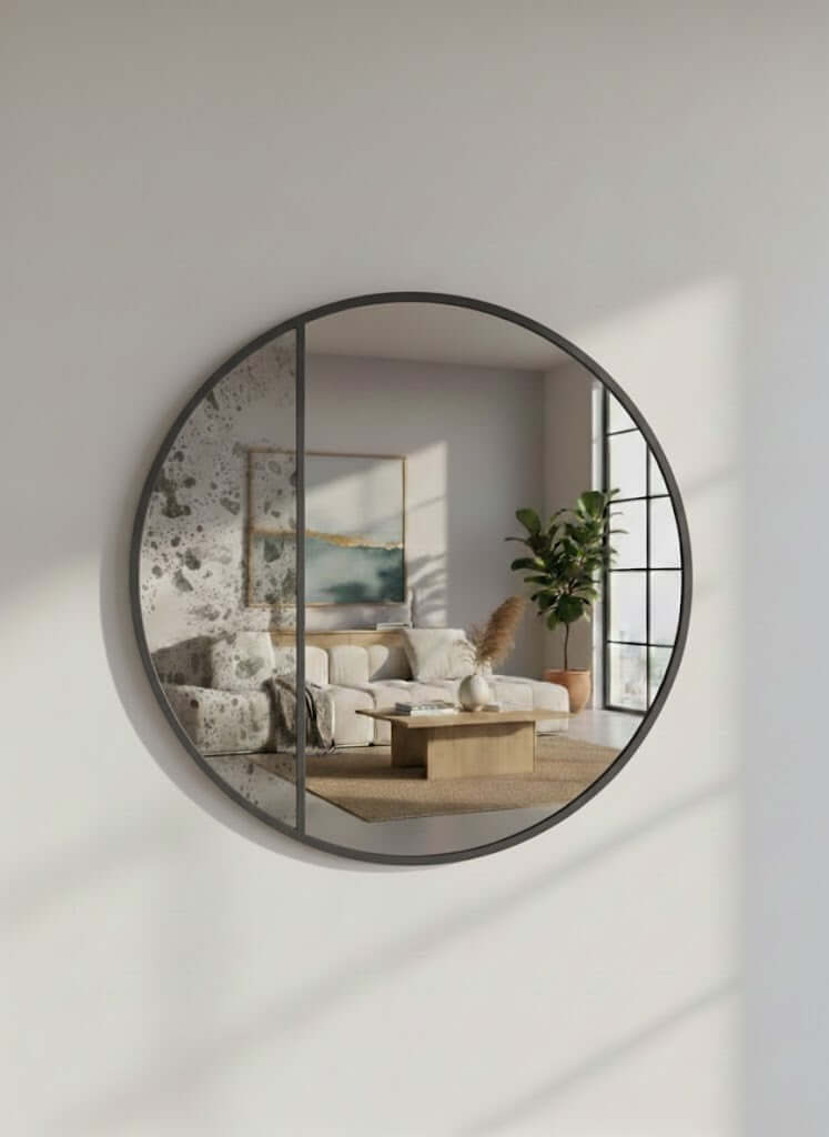 Round Wall Mirror in Antique