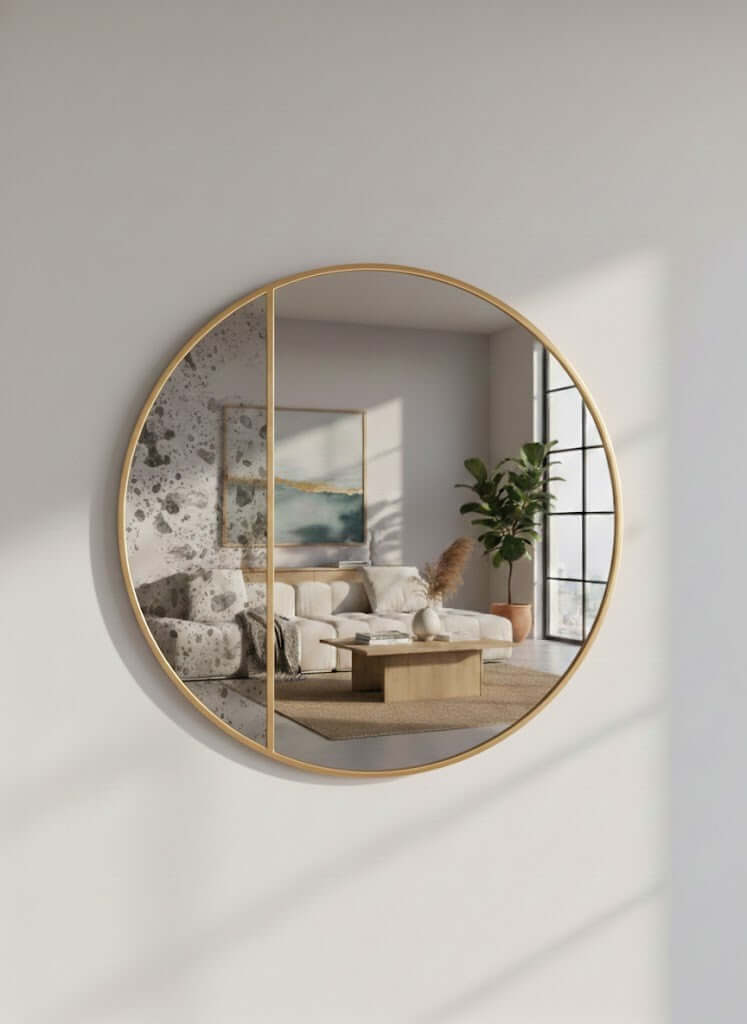 Round Wall Mirror in Brass